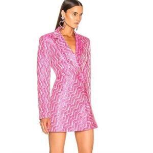 ROTATE Double Breasted Mini Blazer Dress in Pink Carnation, Sz 38 / L